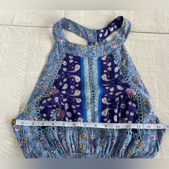 Women’s NWT Goodnight Macaroon Boho Floral Blue and Purple Maxi Dress Sz Large - Picture 5 of 14